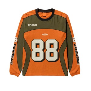 Men's long sleeve shirt polyester cotton blend panel design heat transfer <b>logo</b> 100% cotton T-shirt for men loose fit printed - Product Image 4