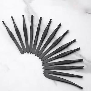 Ensemble de pinces à cils en acier inoxydable de précision Morje, pointes lisses, couleur noire, pour usage esthétique - Product Image 2