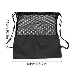 Zexel ZS-004 Black Mesh <b>Drawstring</b> <b>Backpack</b> Polyester Light Large Capacity Reusable Softback for Travel Outdoor Sports - Product Image 4