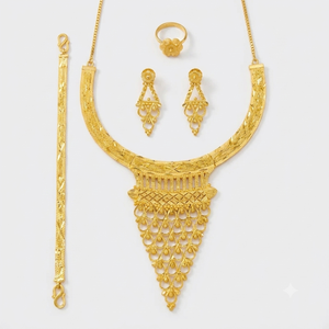 Conjunto de Collar con Colgante de Flor en Caja Chapado en Oro de 18k, Joyería Clásica de Moda para Mujer, Exclusivo para Fiestas y Bodas - Product Image 2