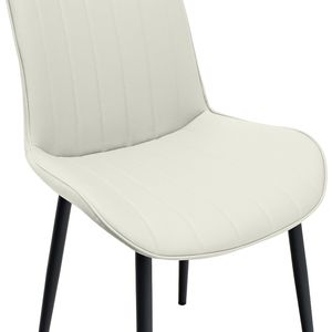 Set di 4 Sedie da Pranzo Senza Braccioli con Motivo a Onde, Rivestite in Pelle PU Bianca con Gambe in Metallo per Cucina, Ristorante, Soggiorno - Product Image 6