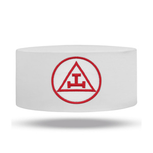 Gorra de Capítulo Royal Arch Blanca con Corona, Fabricante de Gorras Ceremoniales Bordadas Personalizadas de Primera Calidad, Bordado a Máquina Triple Tau Rojo - Product Image 1
