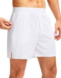 กางเกงขาสั้นกีฬาเอวกลางระบายอากาศสำหรับผู้ชายใส่ลำลองกลางแจ้งวิ่งออกกำลังกายมีกระเป๋าลายเรียบ - Product Image 5