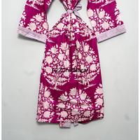 Robe kimono pour femme, écologique, 100% coton, respirante, douce, lavable, col en V, cordon de serrage, imprimé floral, manches trois-quarts, séchage rapide