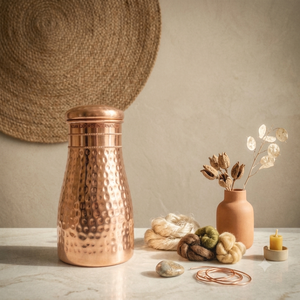 Jarra de agua de cobre martillado, diseño tradicional, portátil, para uso doméstico. (cobre puro certificado) - Product Image 1