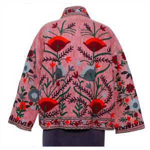 Handmade TNT Suzani Embroidered Women's Winter <b>Jacket</b> <b>Short</b> Coat with Embroidered Fabric Cozy Winter Wear - Product Image 5