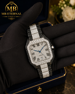 Montre de luxe MB ETERNAL avec diamants, carrée, 41 mm, verre saphir, chiffres romains, analogique, quartz, alliage Citizen, bracelet en acier inoxydable - Product Image 3
