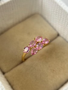 แหวนเงินแท้ 925 ชุบทอง 14K ประดับพลอยแซฟไฟร์สีชมพูอ่อน ดีไซน์เรียบหรู แหวนหมั้นแบบโบราณ - Product Image 4