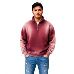 Fabricante de Ropa Personalizada con Efecto Desgastado para Hombre, con Cierre de Cremallera de Cuarto, Detalles de Borde Crudo, Streetwear, Venta al por Mayor, Marca Privada, Proveedor de Ropa OEM, Fábrica - Product Image 5