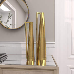 Florero Decorativo de Metal de Lujo para el Hogar Moderno, Centro de Mesa Floral para Sala de Estar - Product Image 3