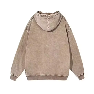 เสื้อฮู้ดดี้สีน้ำตาลมอคค่าทรงโอเวอร์ไซส์สำหรับผู้ชาย ผ้าฟลีซหนาน้ำหนัก 320GSM แบบไหล่ตก - Product Image 2