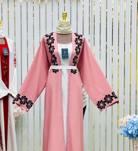 New 2026 Dubai Abaya Modest beaded sequined <b>long</b> sleeve Dubai luxury handmade wedding Polyester breathable V neck abaya Floor - Product Image 1