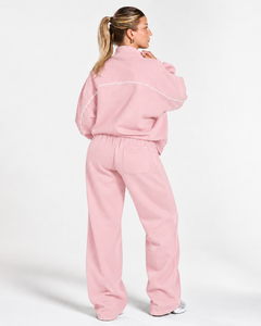 <b>Women</b> Contrastline Zipper Tracksuit Casual Two Piece Set Relaxed Fit <b>Jacket</b> And Wide Leg Pants Matching Outfit Wholesale Apparel - Product Image 2