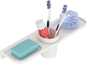 Porte-savon double grand format carré avec support mural, double couche, en verre et métal, robuste, pour salle de bain - Product Image 2