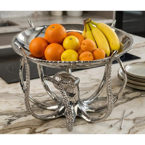 Exclusive Aluminum Serving <b>Tray</b> With Octopus Stand Round Shape <b>Tray</b> Modern <b>Raw</b> Metal Style Food Servers <b>Trays</b> and Platter Supply - Product Image 6
