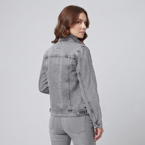 Fashion Denim Jacket Women Stand Collar Long Sleeve Jeans Button Down Jackets Outwear Washed Denim Trucker Jacket Women's - Product Image 6