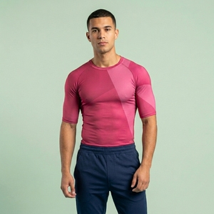 OEM Custom Mens Half Sleeve Compression Fitness Shirt Stretch Athletic Gym Workout Performance Apparel - Product Image 1