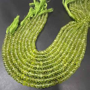 ลูกปัดพลอยเพอริดอทสีเขียวคุณภาพสูงทรงรอนเดลล์ ขนาด 16 นิ้ว ลูกปัดพลอยเพอริดอทธรรมชาติทรงเหลี่ยมขนาด 4.5 มม. สำหรับทำเครื่องประดับ - Product Image 1