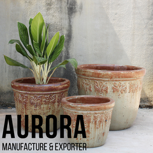 Vintage Rustic Clay Flower Pots Glazed <b>Circular</b> Design Eco-Friendly Drainage Hole for Garden Outdoor Use - Product Image 6
