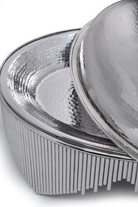 Mayorista de lujo: Plato ovalado para calentar alimentos con tapa de cúpula colgante en oro espejado, efecto diamante martillado, soporte en arco, unidad individual - Product Image 5