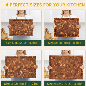 Planche à découper artisanale haut de gamme en bois dur, style grain de bois, bloc de boucher robuste pour la découpe en cuisine - Product Image 2