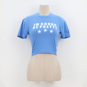 เสื้อยืดครอปผู้หญิง คอตตอน คอกลม แขนสั้น ทรงเข้ารูป สไตล์ Y2K สตรีทแวร์ - Product Image 1