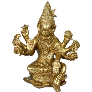 Estatua hecha a mano de latón de 6 pulgadas diosa de ocho brazos Varahi escultura India para dar regalos - Product Image 1