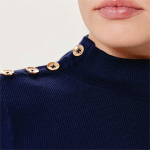 Camiseta de Manga Larga con Cuello Alto para Mujer, Informal, de Verano, 100% Algodón Orgánico, con Logotipo, Transpirable, Ecológica, Antiencogimiento, de Secado Rápido - Product Image 6