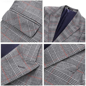 Men British Style 3 Piece <b>Suit</b> Wool Polyester Plaid Business Formal Wear Anti-Wrinkle Single Breasted Notched Collar - Product Image 6