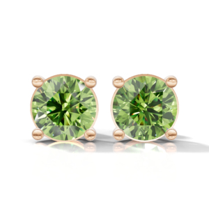 Heerani Jewels Natural Round Peridot 925 <b>Sterling</b> <b>Silver</b> Classic Prong Set <b>Stud</b> Vermeil Rose Gold Unisex <b>Earrings</b> 1.9g - Product Image 3