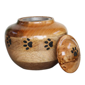 Turned Wood Cremation Urn Decorative <b>Ashes</b> Memorial <b>Keepsake</b> Jar With Lid Classic Border Design - Product Image 3