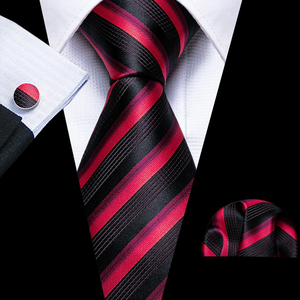 Conjunto de Corbata de Seda Ecológica Clásica con Pañuelo de Bolsillo y Gemelos para Hombres de Negocios - Product Image 3