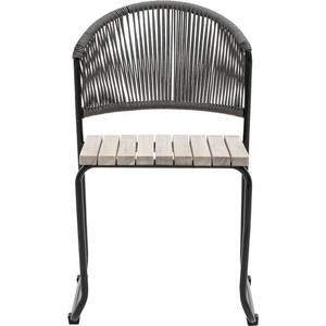 Outdoor PE Wicker <b>Garden</b> <b>Chair</b> Metal Frame Wood Look Seat Patio Dining <b>Chair</b> for Hotel Courtyard Villa - Product Image 2