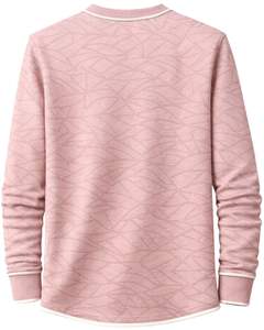 Sudadera Henley con estampado geométrico rosa para hombre, de manga larga, tejido French Terry, corte regular, informal, para invierno, nueva. - Product Image 2