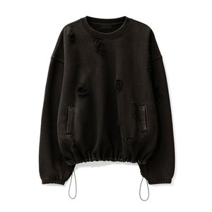 Men's Ripped Knitted <b>Pullover</b> <b>Sweater</b> Solid Color Long Sleeve Crew Neck Winter Polyester/Cotton Slight Stretch - Product Image 1