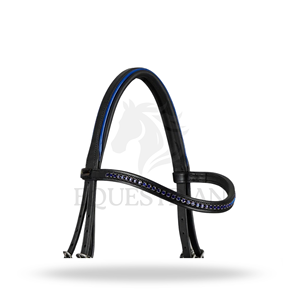 Bridon anatomique noir et bleu, taille complète, pour l'équitation anglaise, confort du cheval assuré - Product Image 4
