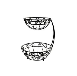 Support à fruits à 2 niveaux en fil métallique avec base en bois, pour comptoir de cuisine, taille et forme personnalisables, meilleure tendance - Product Image 3