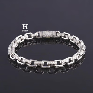 Pulsera de Lujo con Eslabones Rectangulares de Moissanita VVS, Estilo Hip Hop, con Diamantes Cultivados en Laboratorio, Joyería para Hombre - Product Image 1