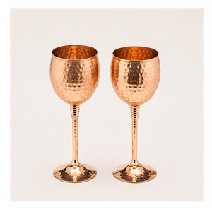 Handmade Hammered Pure Copper <b>Wine</b> <b>Goblet</b> Set Of 2 Luxury Metal Cocktail Glass With Brass Stem For Home Bar Hotel And Weddings - Product Image 1
