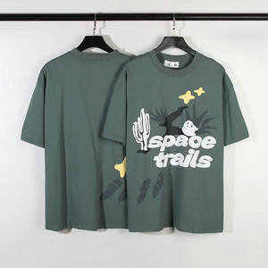 เสื้อยืดผู้ชายผ้าโพลีเอสเตอร์/คอตตอนเนื้อหนา คุณภาพสูง ดีไซน์พิมพ์ลายพัฟฟ์แบบไหล่ตก แห้งเร็ว ระบายอากาศได้ดี - Product Image 2