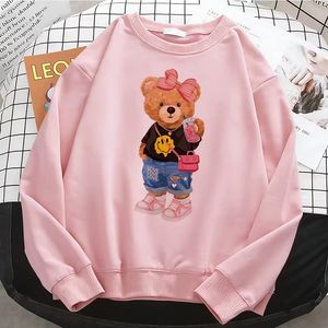 Sudadera con capucha profesional para mujer, estilo gráfico Y2K, gótica, con diseño de oso, básica, cálida, de forro polar, suave, a la moda, con cuello redondo, personalizable con logotipo. - Product Image 5