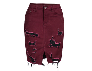Fabrication de jupes en jean pour femmes, longueur genou, pour jeunes filles - Product Image 1