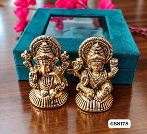 Luxury Jaipurios Ganesha Lakshmi Idol <b>Gift</b> <b>Set</b> Velvet Box German Silver Handmade 4-Inch UV Printed Thanksgiving Religious <b>Set</b> - Product Image 2
