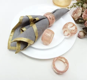 Wood Resin Napkin <b>Rings</b> Round Table Decor Handcrafted Dinner Napkin Holders for Wedding Party Home Dining - Product Image 5
