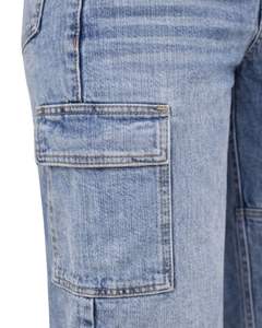 กางเกงยีนส์เดนิมทรงคาร์โก้สีฟ้าอ่อนเอวสูงทรงขากว้างมีกระเป๋าปะ สไตล์สตรีทลำลองสำหรับผู้หญิง ทรงหลวม รับผลิตแบบ OEM ตามสั่ง - Product Image 5