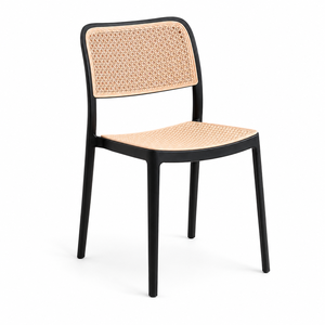 Silla de Plástico Imitación Ratán sin Brazos con Diseño Resistente a la Intemperie para Uso Comercial en Interiores y Exteriores - Product Image 1