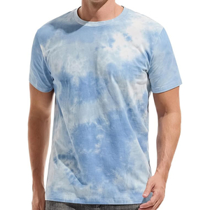 T-shirt pour homme à col rond, bleu clair nuageux, tie-dye blanc, vente en gros, dropshipping Europe, été - Product Image 1