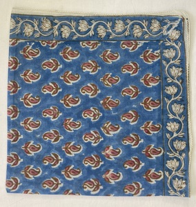 Wholesale Blue Block Print Bandana Scarf Handmade Cotton <b>Head</b> Scarf Indian Floral Bandana Boho Hair <b>Wrap</b> Hand Printed Bandana - Product Image 5
