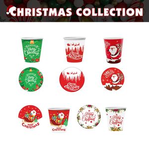 30 Piatti di Carta Natalizi da 9 Pollici, Stoviglie e Decorazioni Usa e Getta, 6 Design - Pupazzo di Neve e Babbo Natale per Forniture per Feste - Product Image 4