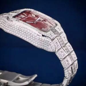 <b>Mens</b> Luxury Stainless Steel <b>Watch</b> with Moissanite VVS Clarity Baguette Diamond Fully Iced Out <b>for</b> Daily Use Upscale Parties - Product Image 3